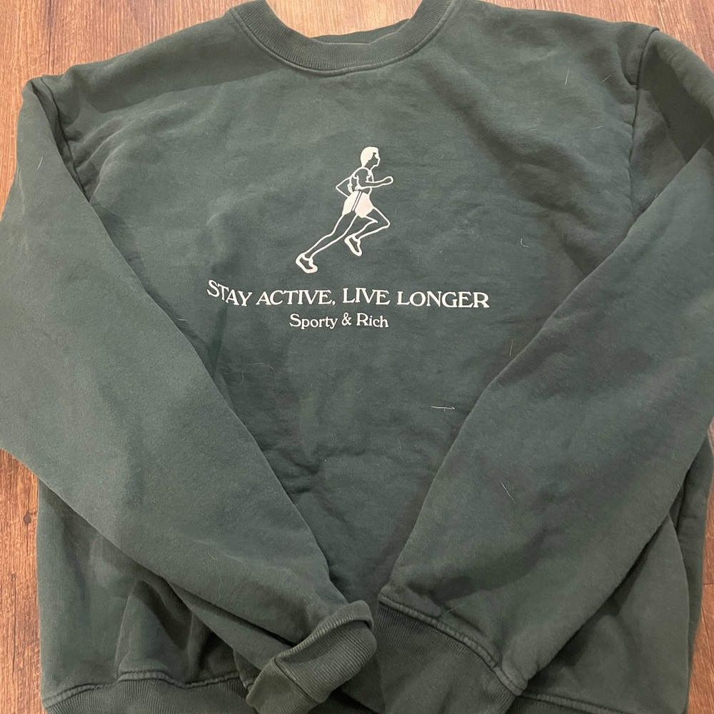 Sporty & rich evergreen size small crew neck hoodie
